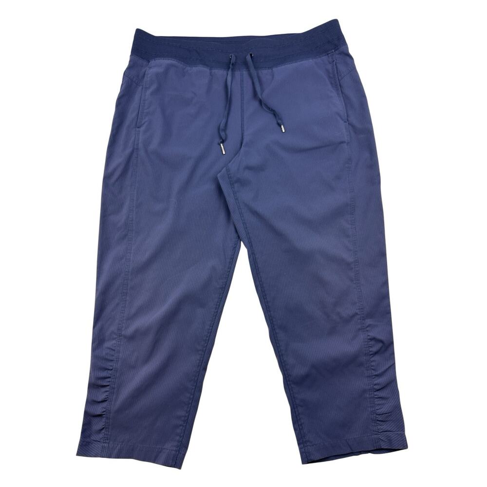 Chicos Zenergy Capri Pants Navy Blue Activewear Womens Large Drawstring Waist